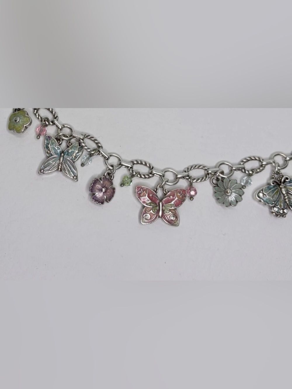 🦋 BRIGHTON 🌺 Silver Butterfly & Flower Charm Bracelet! - Picture 14 of 15